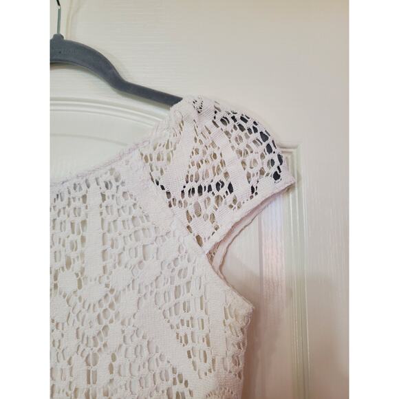 Trina Turk White Crochet Romantic Cap Sleeve Sheath Mini Dress, Women's Size 4 - Picture 8 of 10